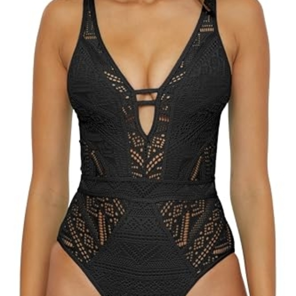 BECCA Black Lace One-Piece Swimsuit